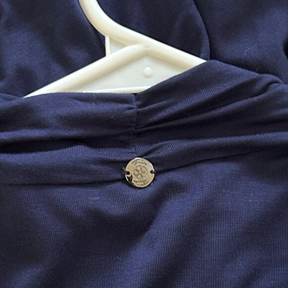 Trina Turk Navy Sleeveless Jersey Short Dress w/ Tie Draped Scoop Neck Sz 0 - Picture 5 of 8